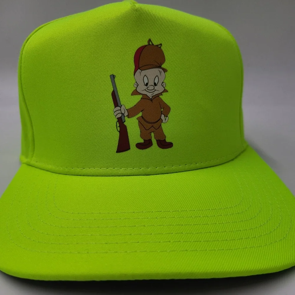 Elmer Fudd Hat Snapback Neon Green Looney Tunes Hunting Logo Cartoon Novelty Men